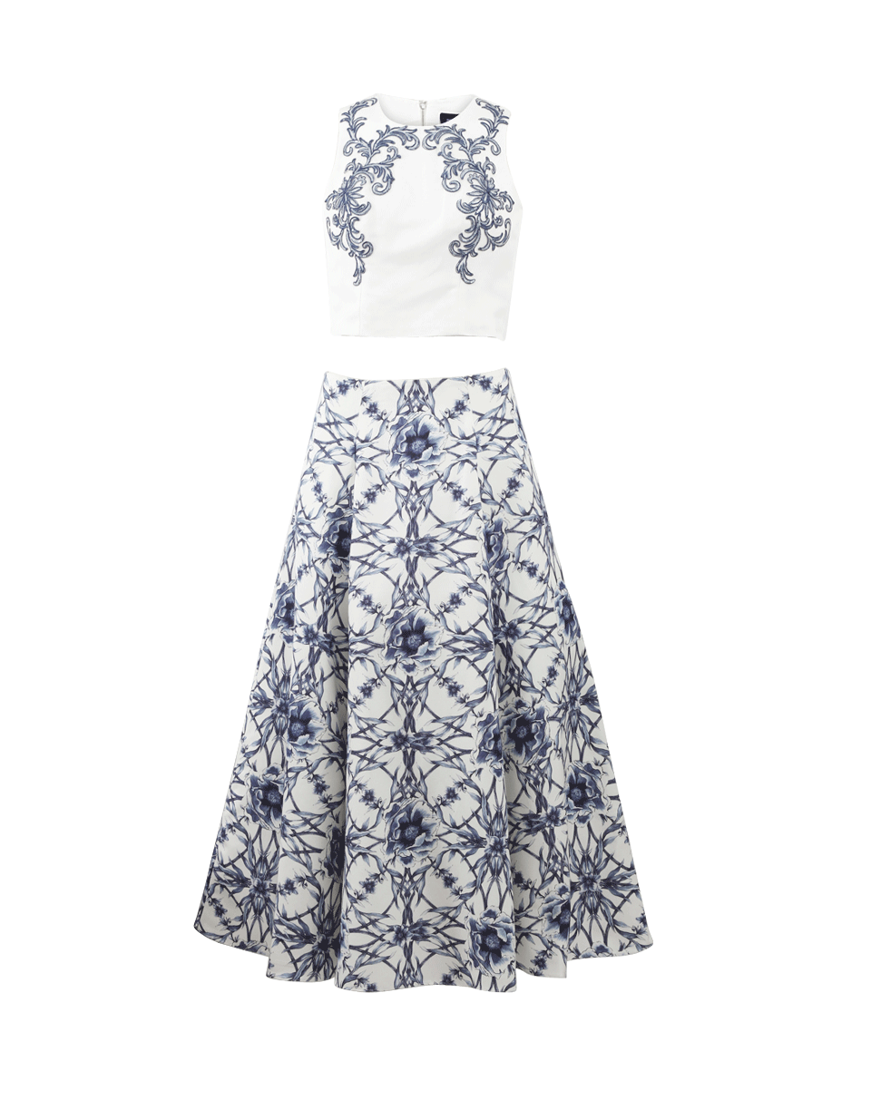 MARCHESA NOTTE-Crop Top And Floral Skirt Set-