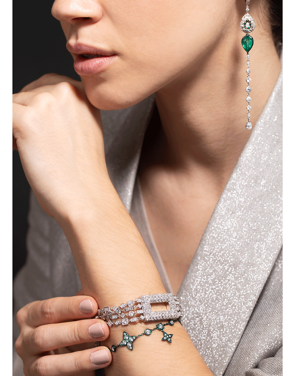 MARIANI-Multi-Cut Diamond Bracelet-GREEN