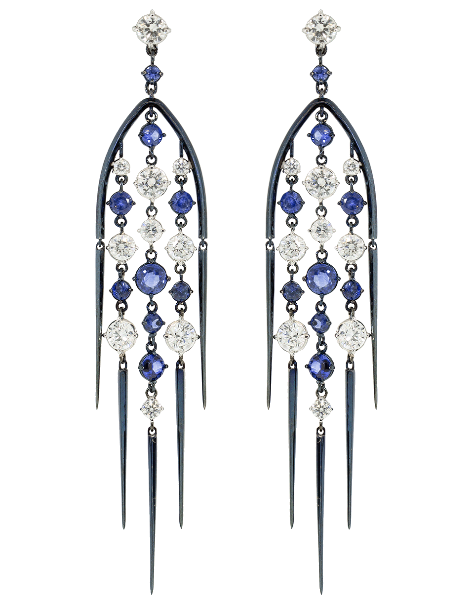 MARIANI-Blue Sapphire and Diamond Earrings-WHITE GOLD