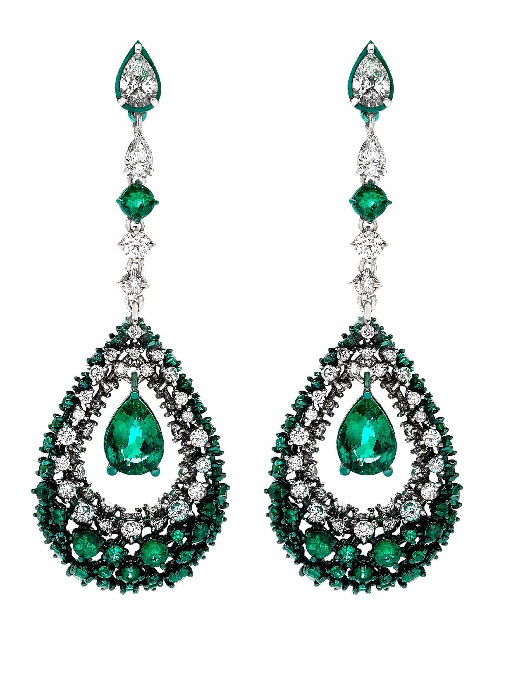 Emerald and Diamond Drop Earrings JEWELRYFINE JEWELEARRING MARIANI   