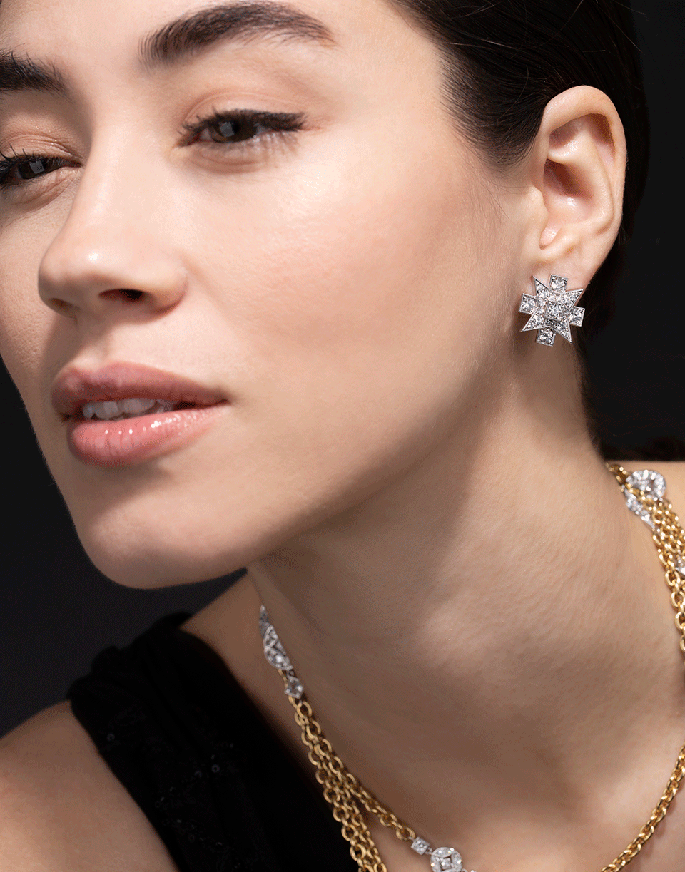 MARIANI-Large Maltese Diamond Earrings-WHITE GOLD