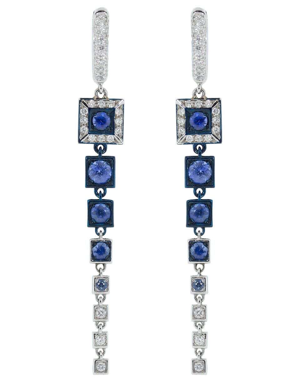 MARIANI-Sapphire and Diamond Drop Earrings-WHITE GOLD