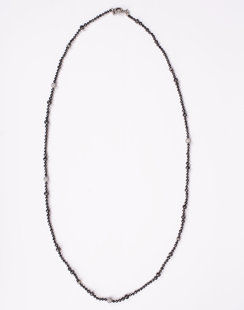 MARIANI-1878 White and Black Diamond Necklace-WHITE GOLD