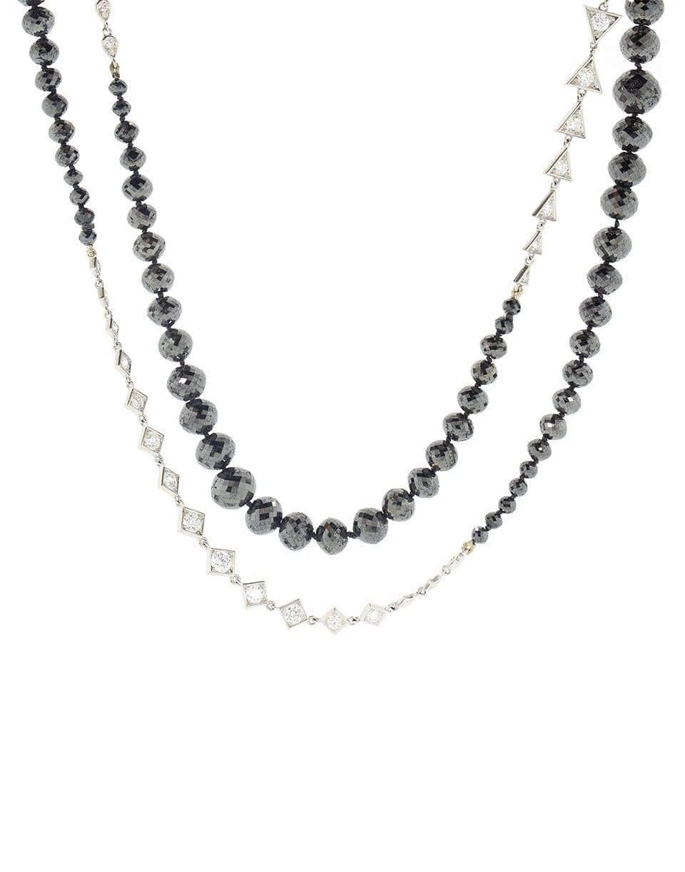 MARIANI-Black and White Diamond Bead Wrap Necklace-WHITE GOLD