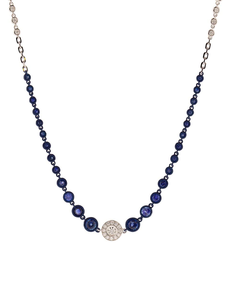 MARIANI-Blue Sapphire and Diamond Station Necklace-WHITE GOLD