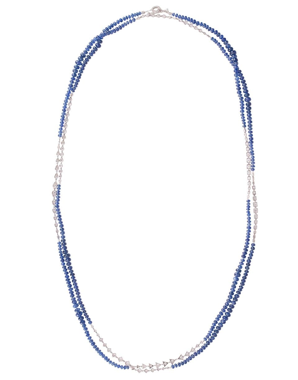 MARIANI-Diamond and Sapphire Wrap Necklace-WHITE GOLD