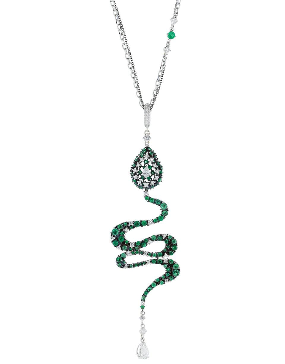 Emerald and Diamond Snake Necklace JEWELRYFINE JEWELNECKLACE O MARIANI   