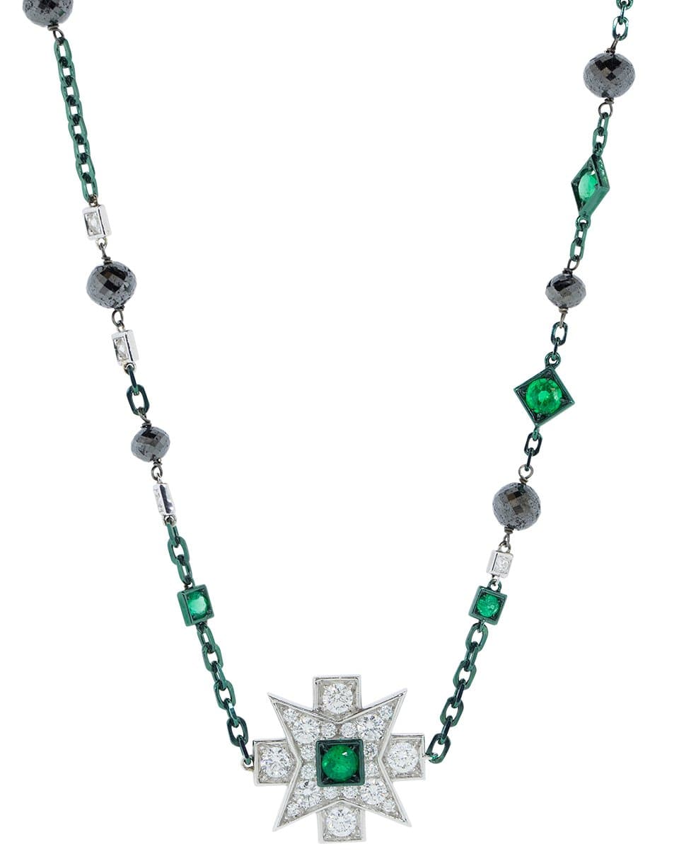 MARIANI-Emerald and Diamond Wrap Necklace-WHITE GOLD