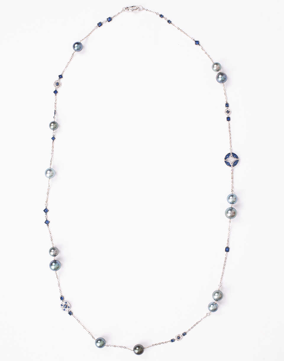 MARIANI-Mare Pearl, Sapphire, and Diamond Necklace-WHITE GOLD