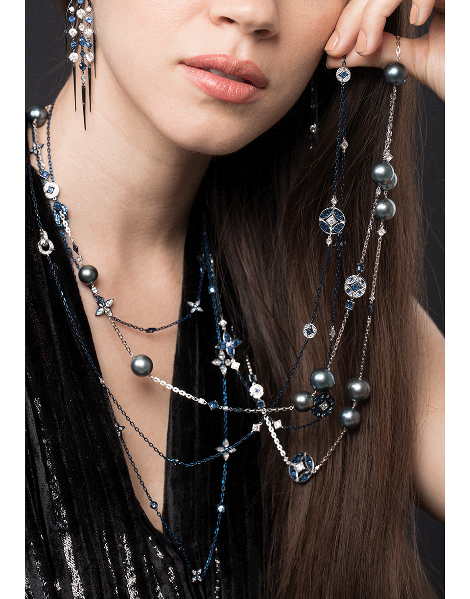MARIANI-Mare Pearl, Sapphire, and Diamond Necklace-WHITE GOLD