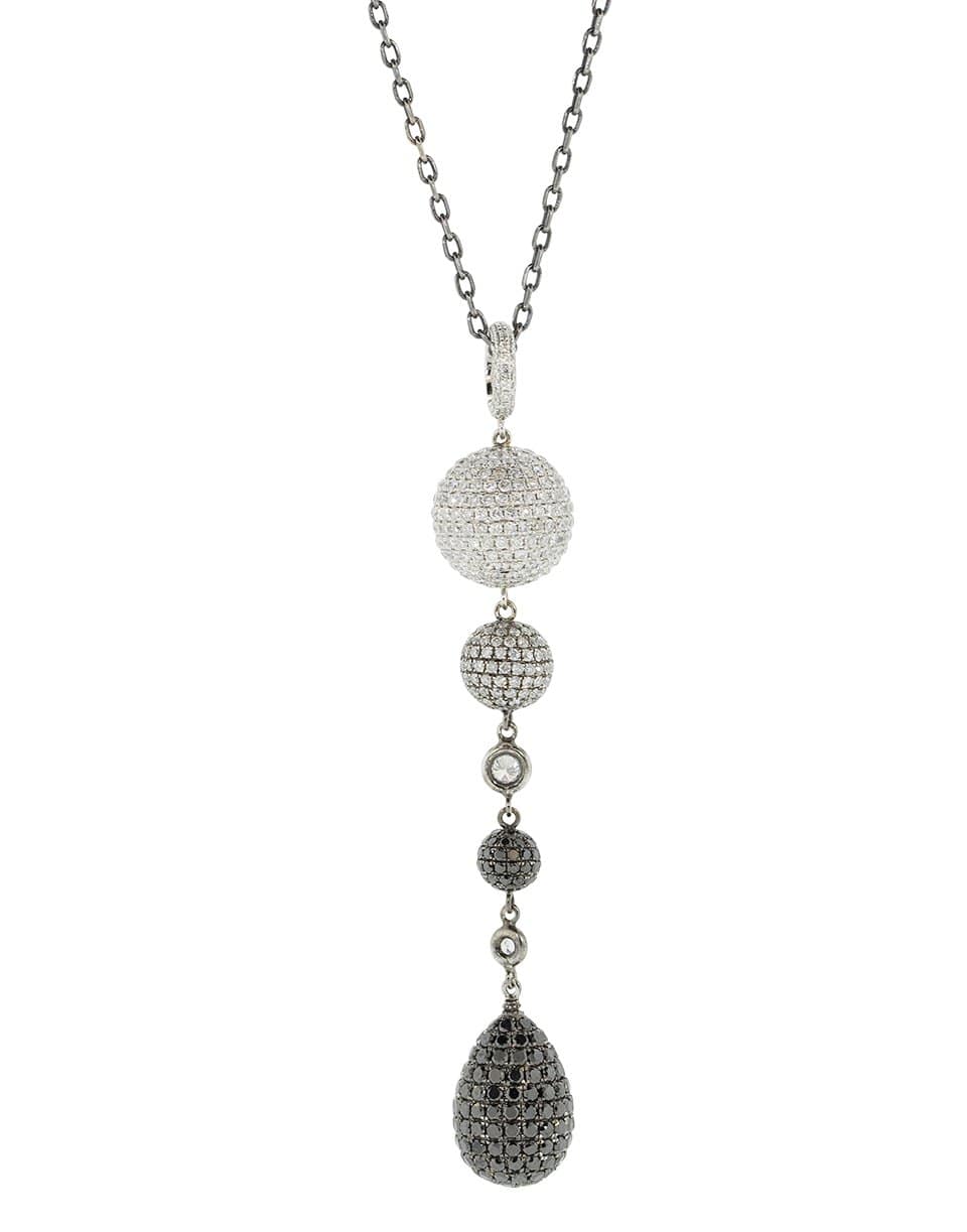 MARIANI-Ombre Diamond Lariat Necklace-WHITE GOLD