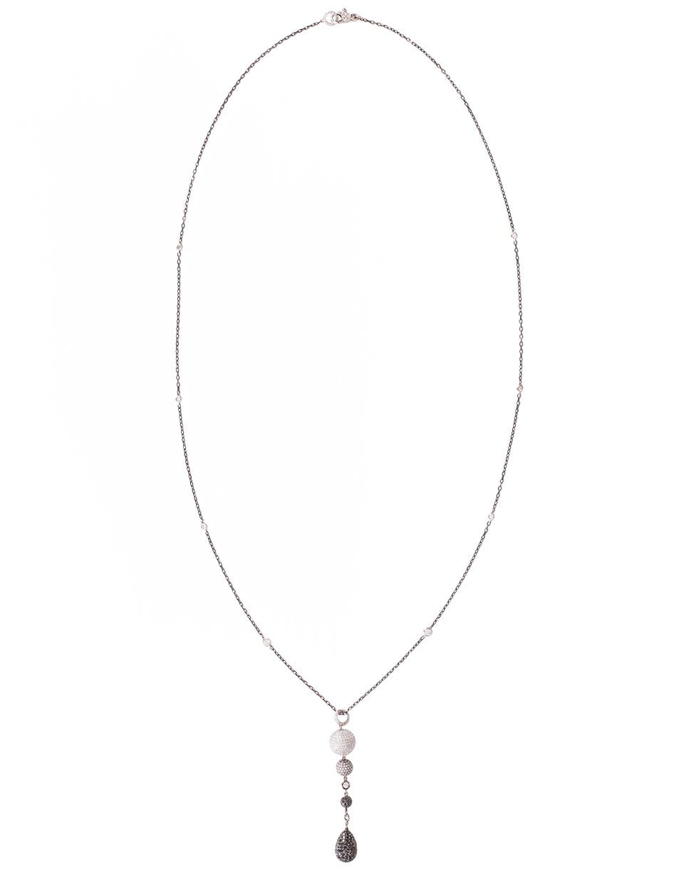 MARIANI-Ombre Diamond Lariat Necklace-WHITE GOLD