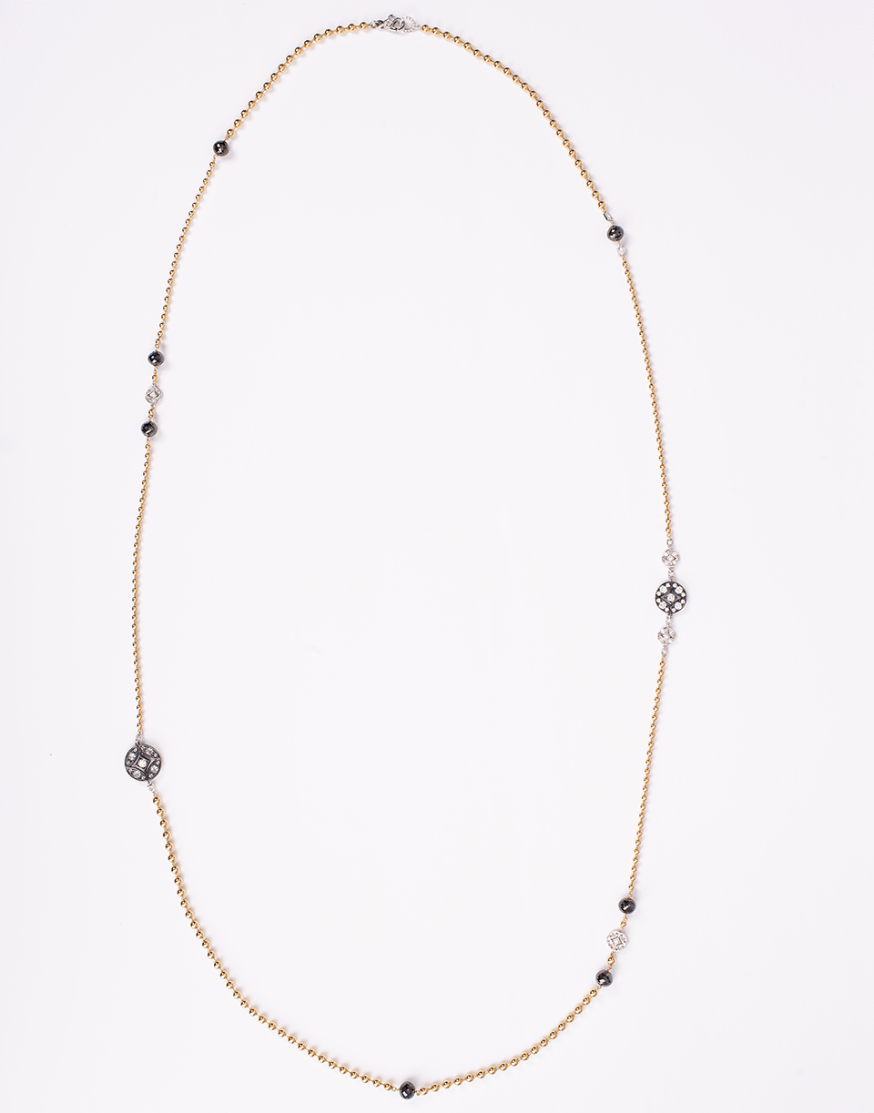 MARIANI-Lucilla Black and White Diamond Bead Necklace-YELLOW GOLD