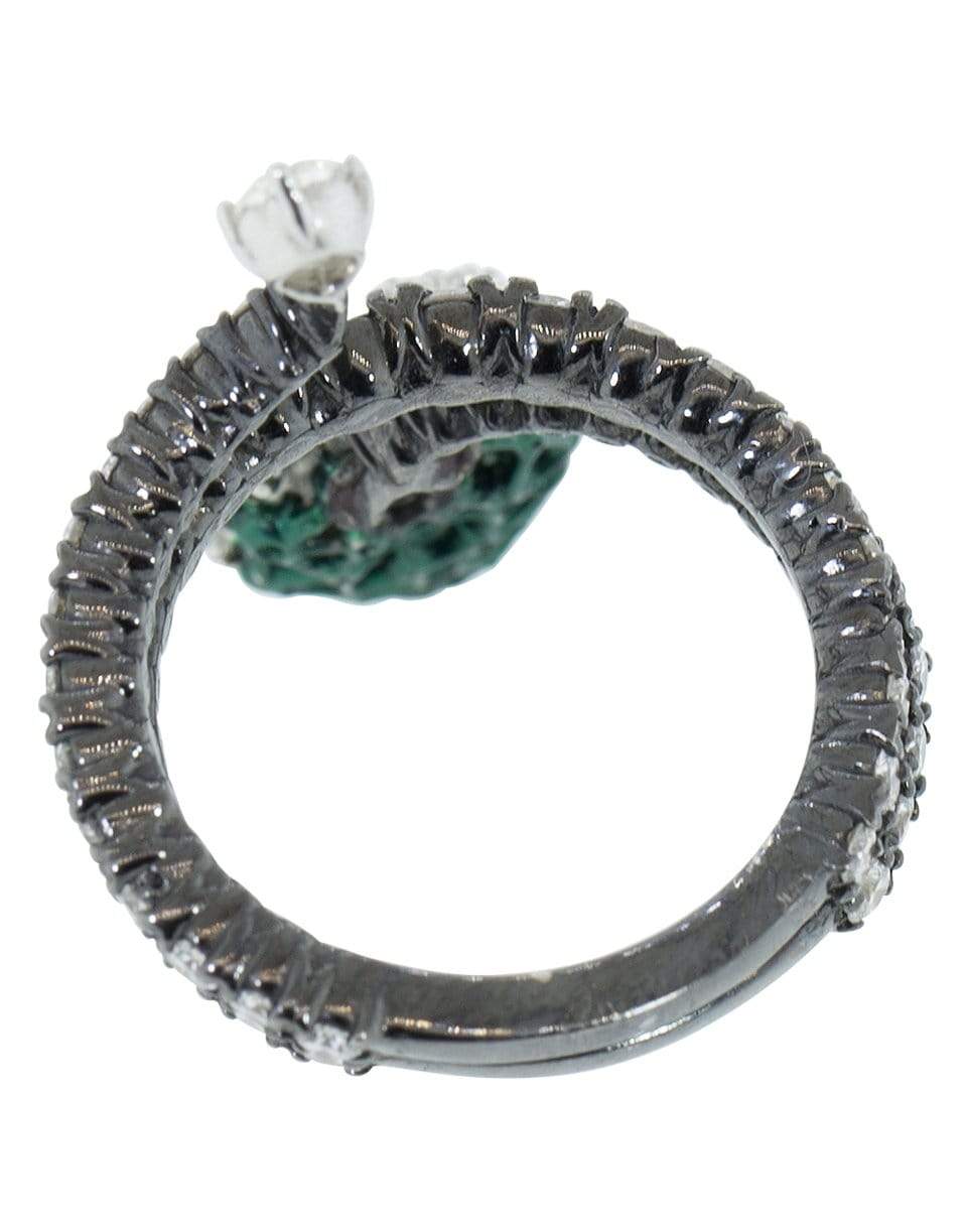 MARIANI-Emerald and Diamond Snake Ring-WHITE GOLD