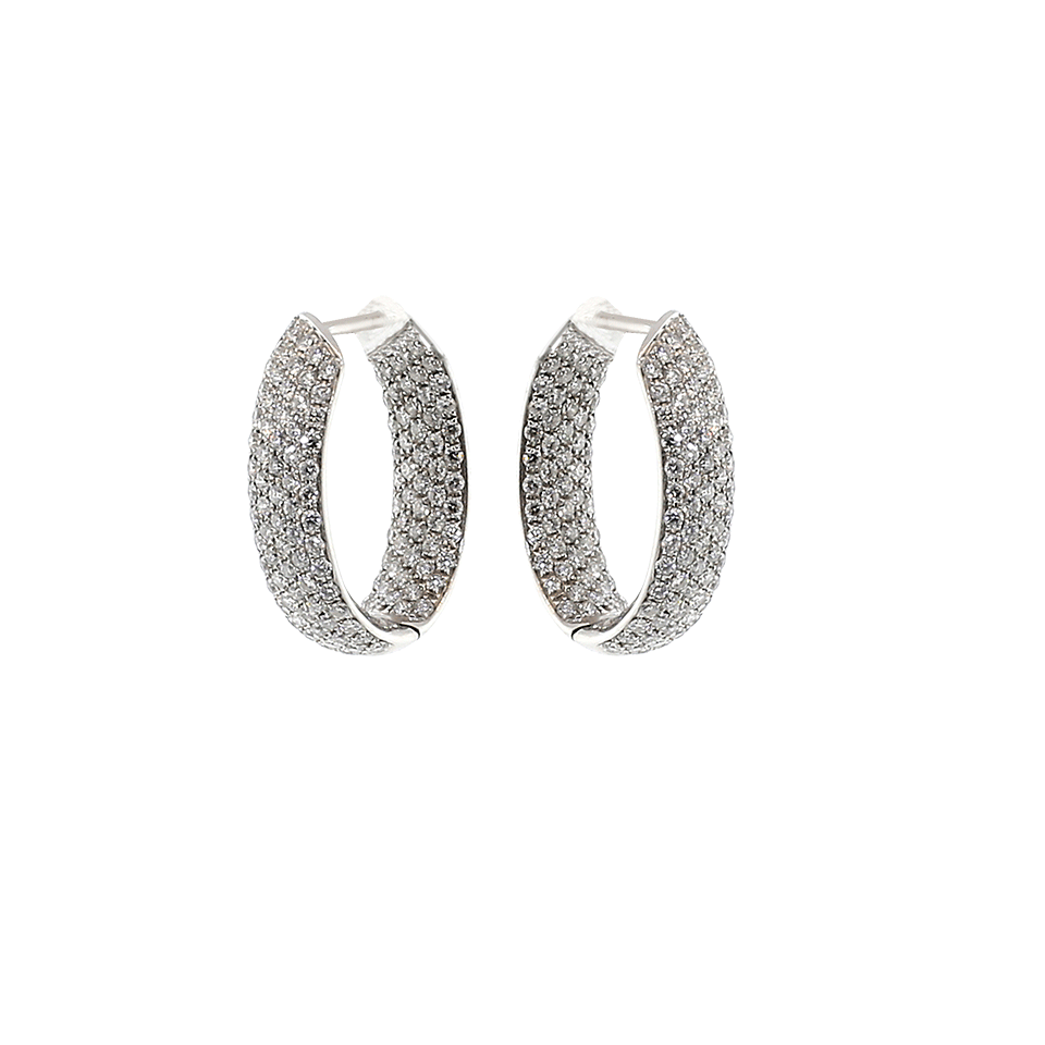 MARISSA DIAMONDS-Diamond In & Out Oval Hoop Earrings-WHITE GOLD