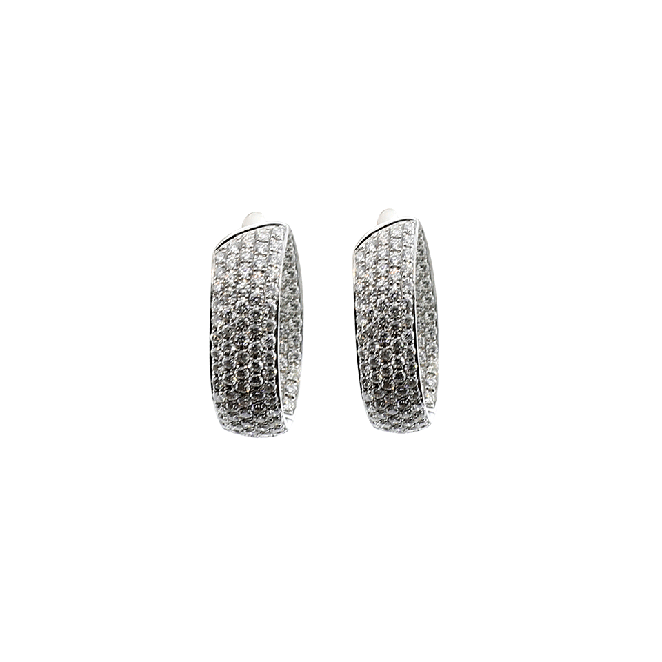 MARISSA DIAMONDS-Diamond In & Out Oval Hoop Earrings-WHITE GOLD