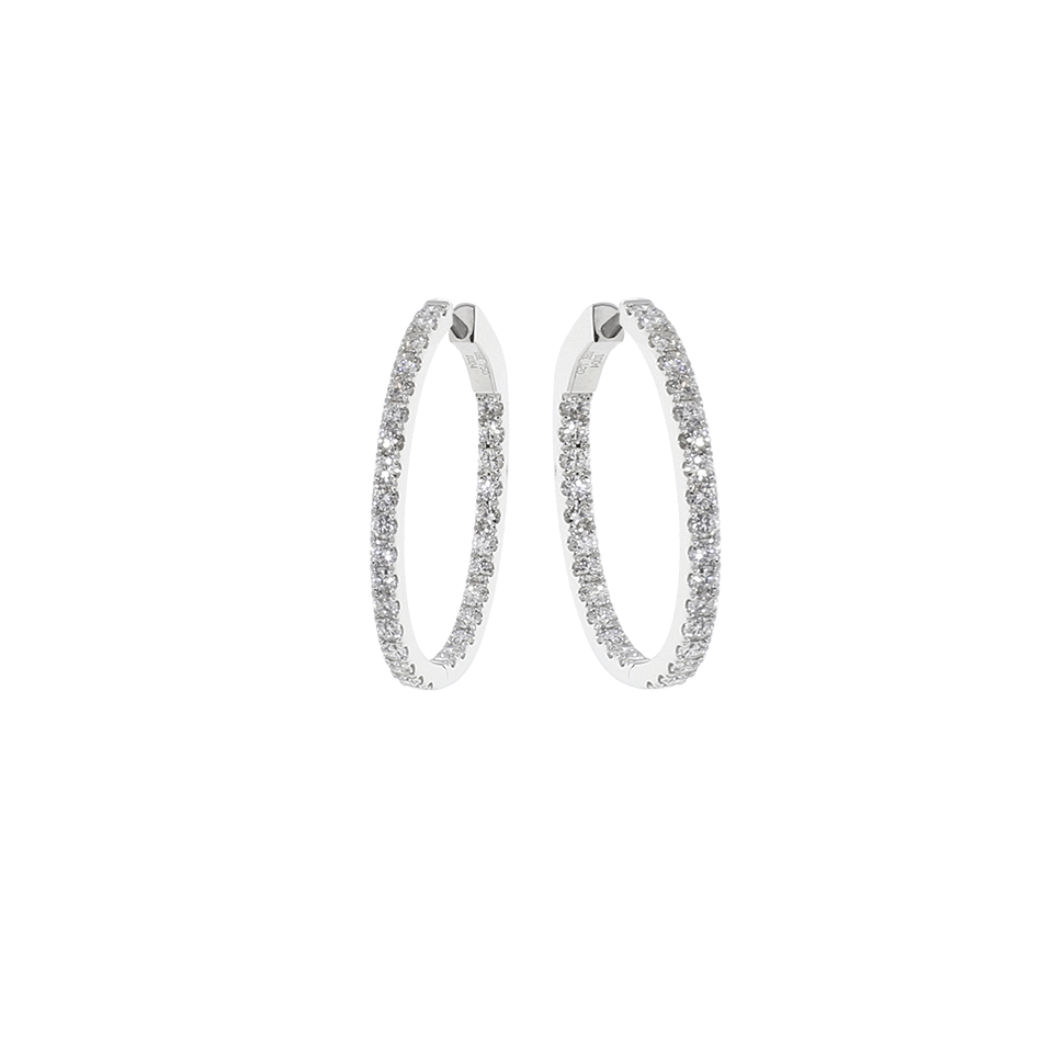 MARISSA DIAMONDS-Medium Diamond Hoop Earrings-WHITE GOLD