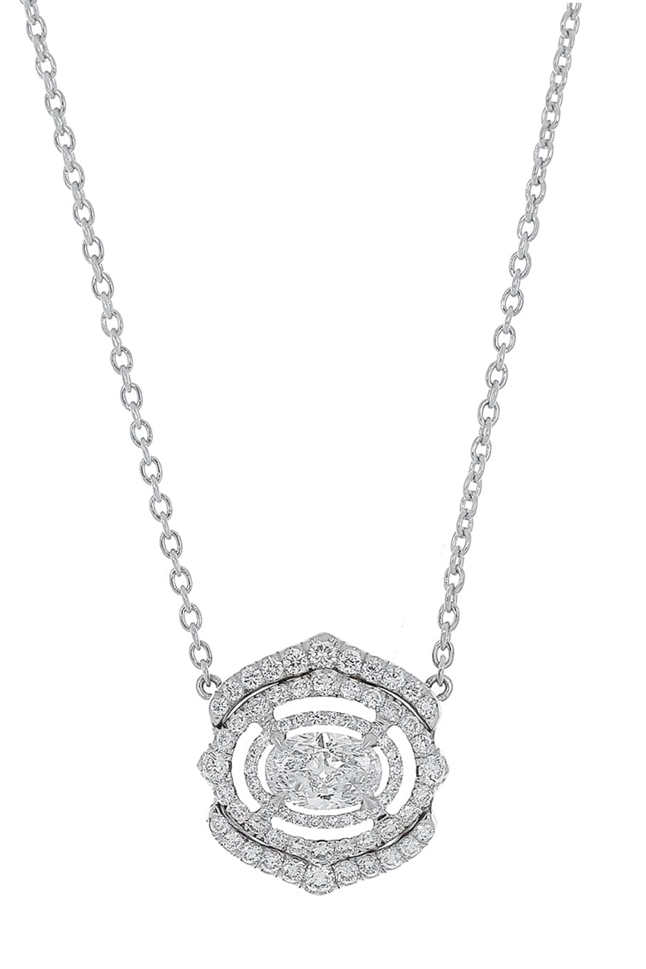 MARISSA DIAMONDS-Diamond Deco Motif Necklace-WHITE GOLD
