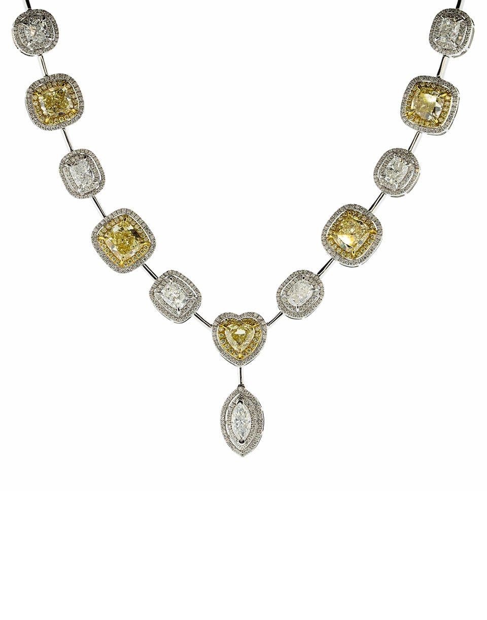 MARISSA DIAMONDS-Mixed Shape Yellow and White Diamond Necklace-WHITE GOLD