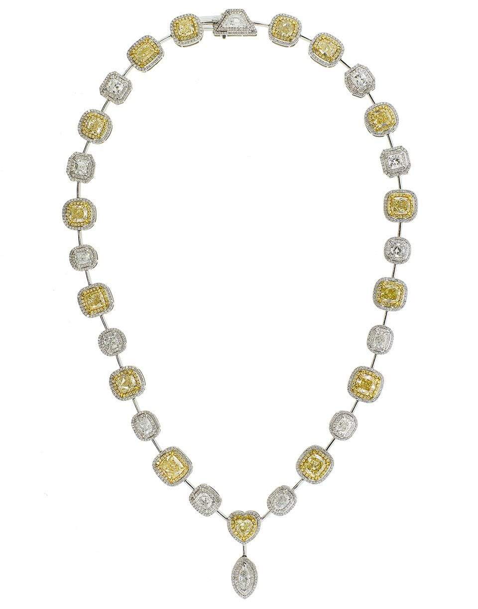 MARISSA DIAMONDS-Mixed Shape Yellow and White Diamond Necklace-WHITE GOLD