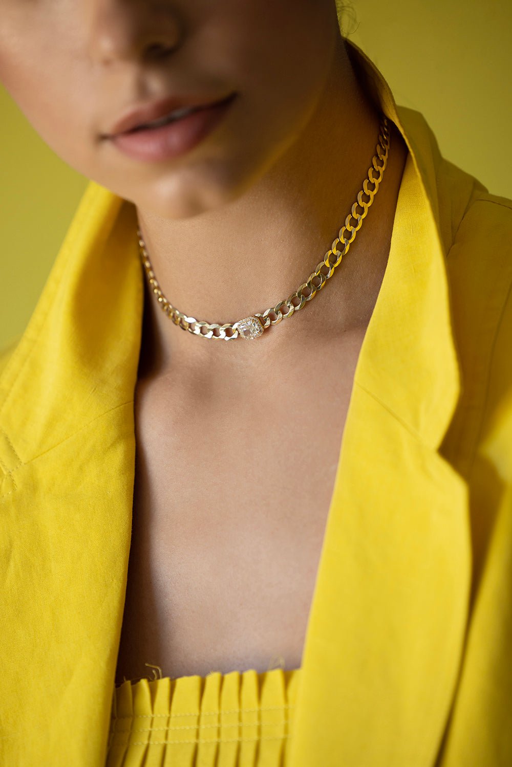 MARISSA DIAMONDS-Cuban Chain Necklace-YELLOW GOLD