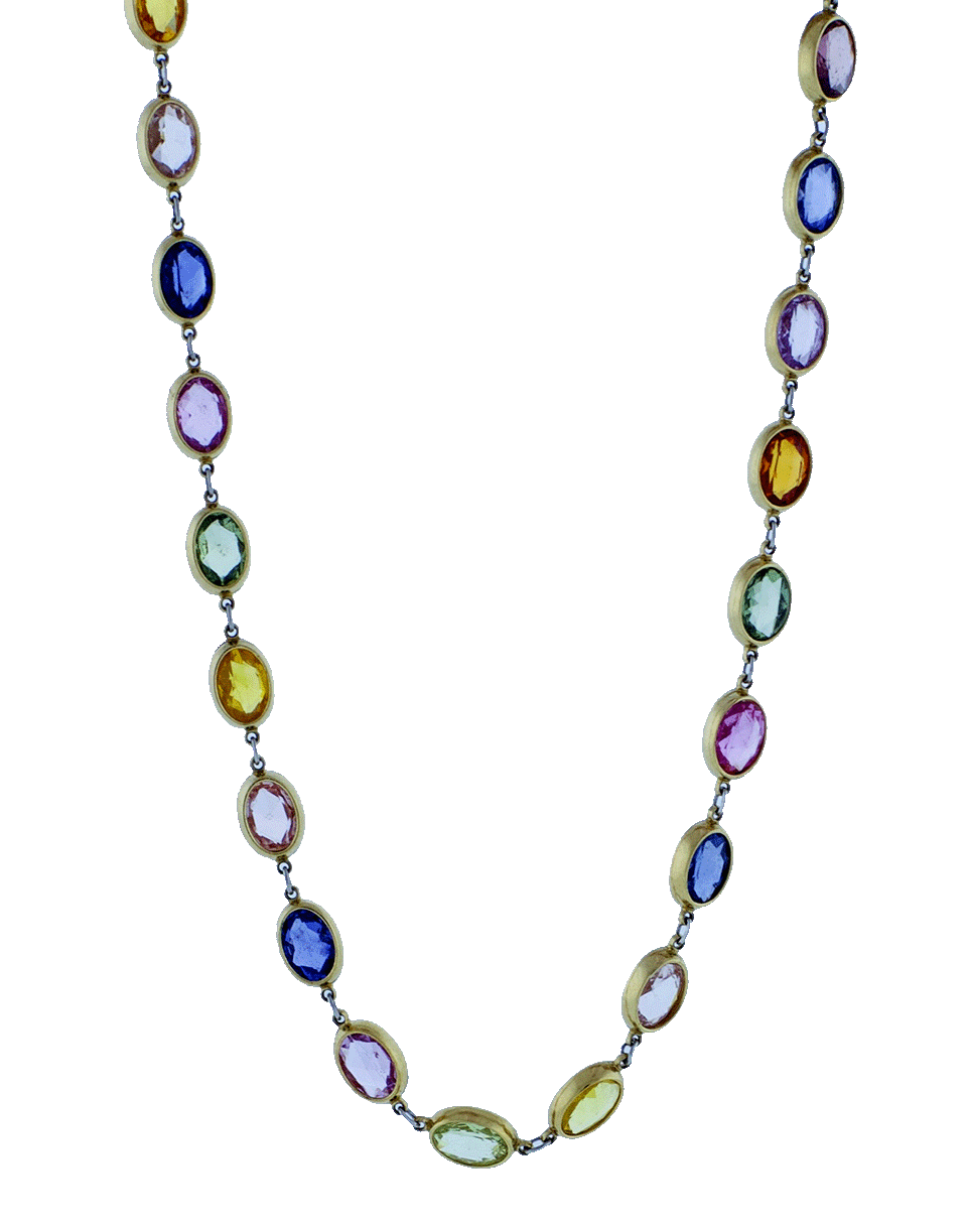 MARISSA DIAMONDS-Oval Multi Colored Sapphire Necklace-YELLOW GOLD