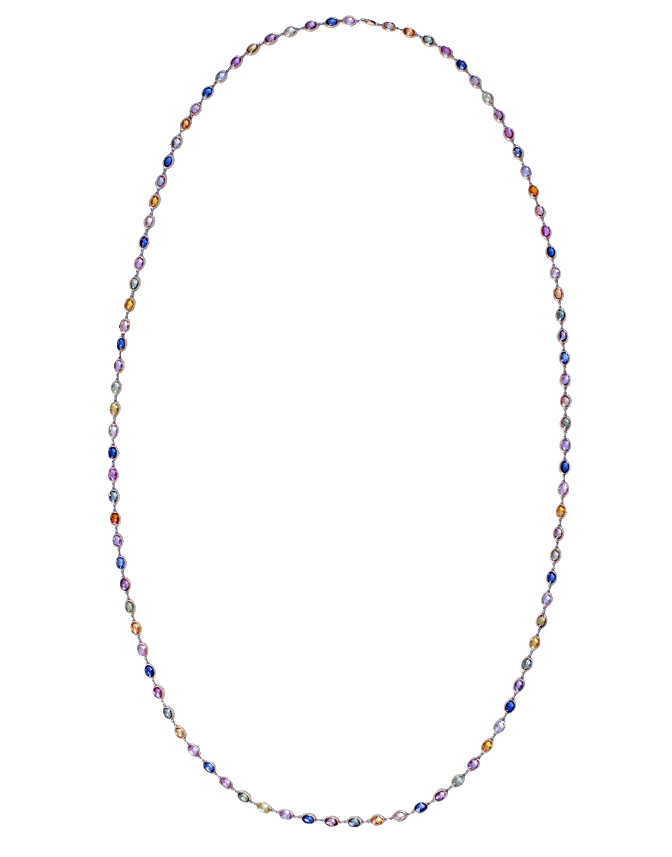 MARISSA DIAMONDS-Oval Multi Colored Sapphire Necklace-YELLOW GOLD