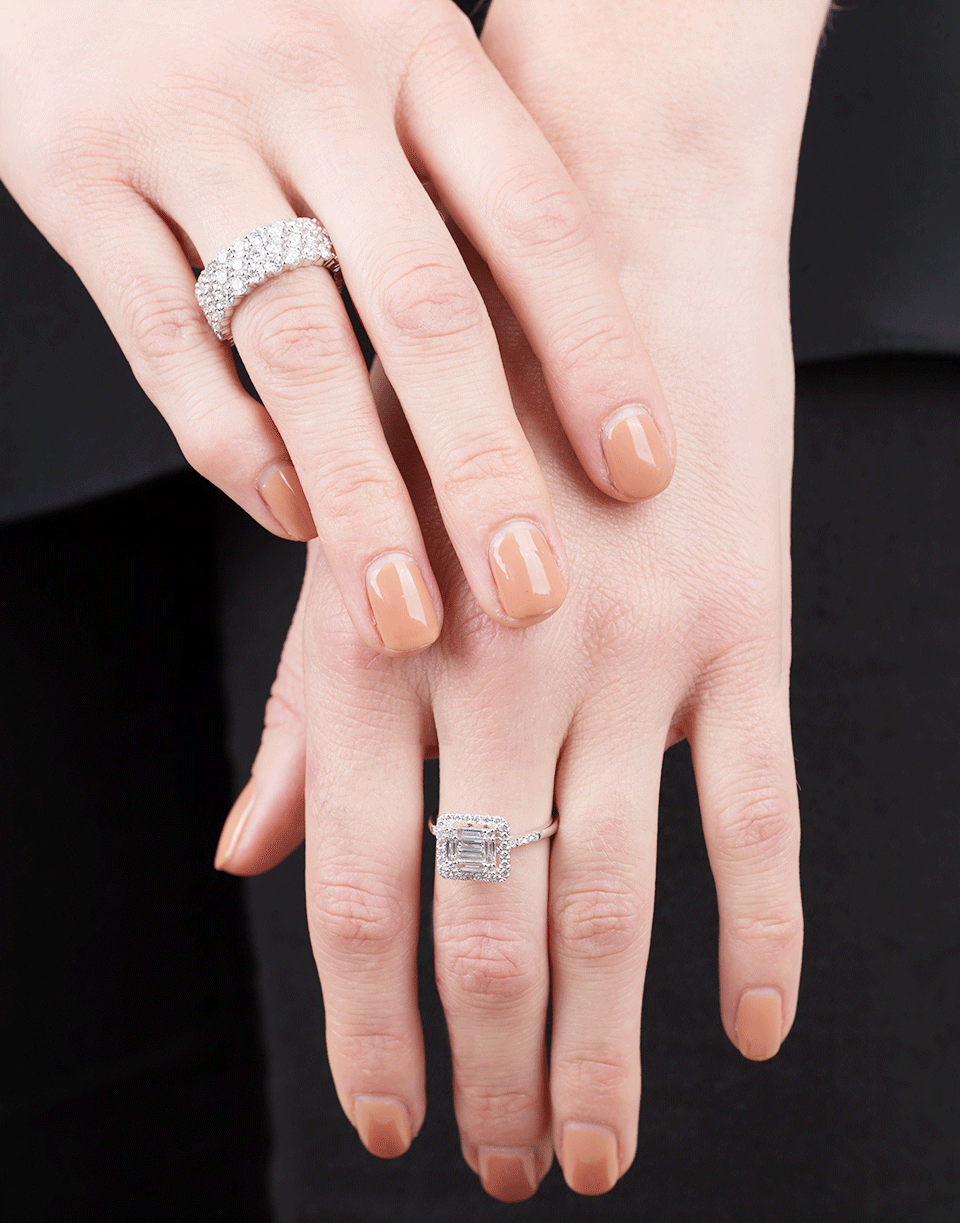 MARISSA DIAMONDS-Square Diamond Baguette Ring-WHITE GOLD