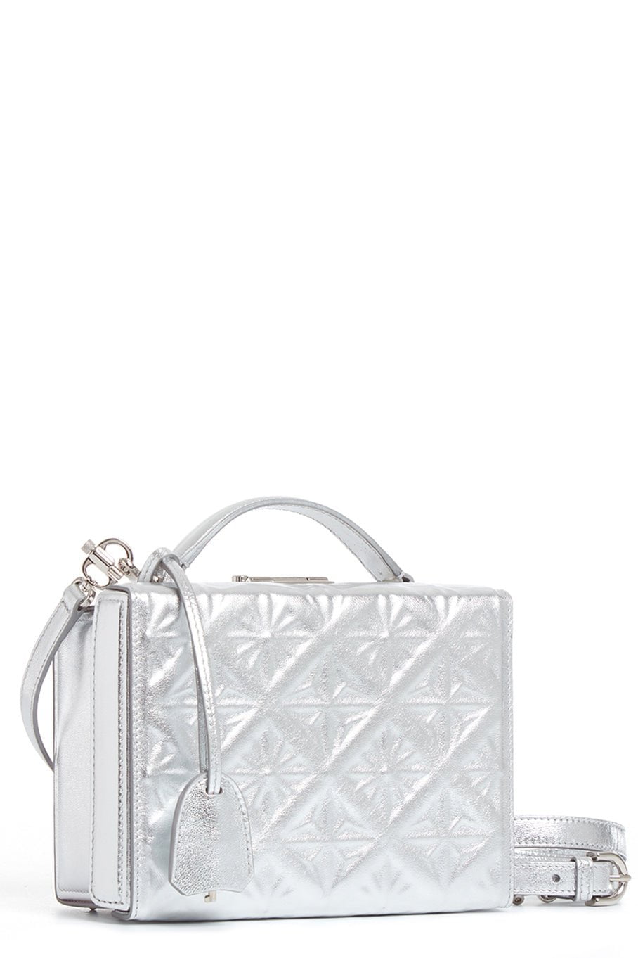 MARK CROSS-Grace Small Box Bag - Quilted Silver-SILVER