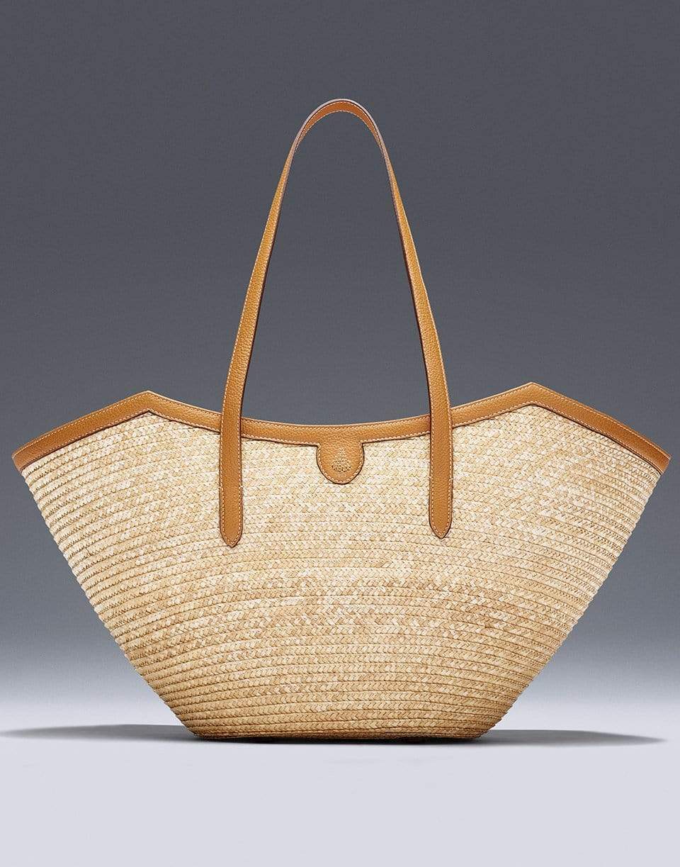 MARK CROSS-Madeline Large Straw and Leather Basket Bag-LUGGAGE