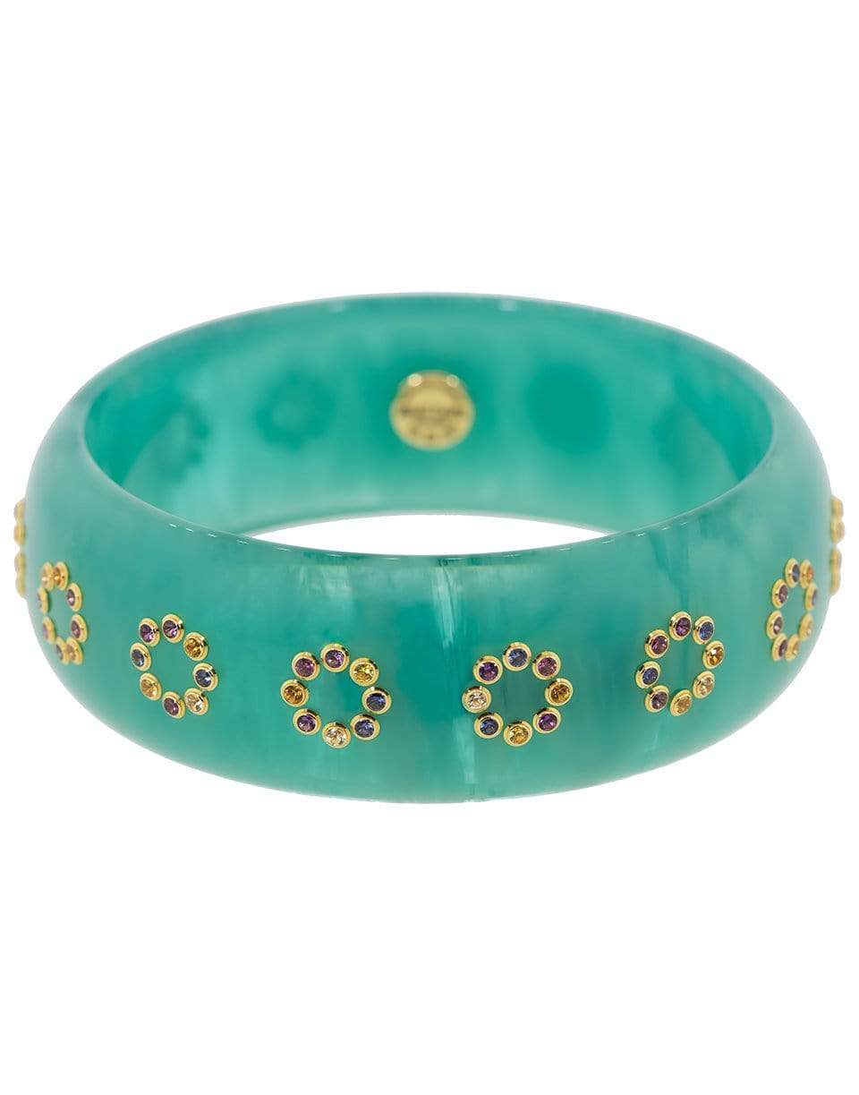 MARK DAVIS-Blue Gemstone Circle Bakelite Bangle-YELLOW GOLD