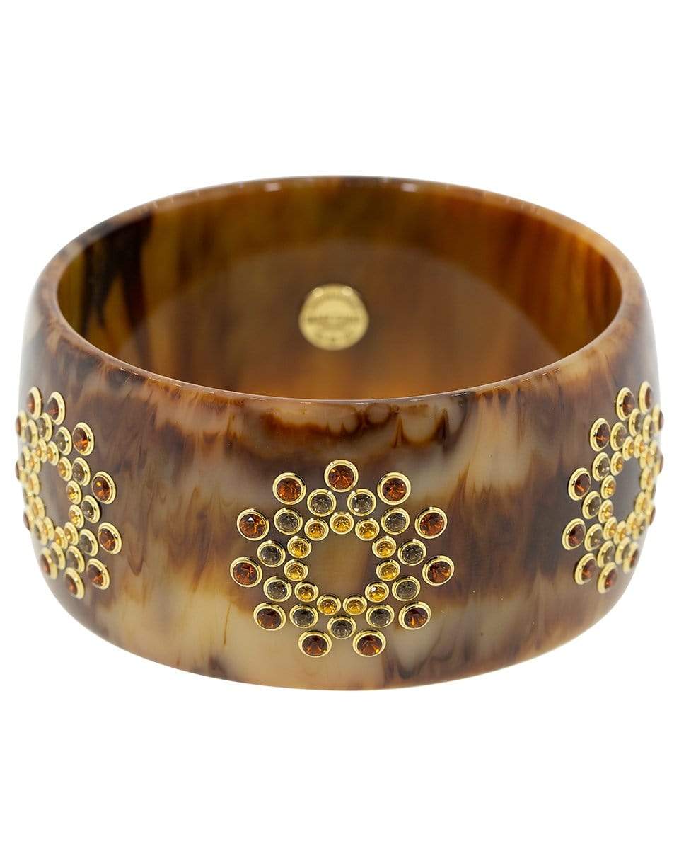 MARK DAVIS-Citrine and Smoky Quartz Brown Bakelite Bangle-YELLOW GOLD