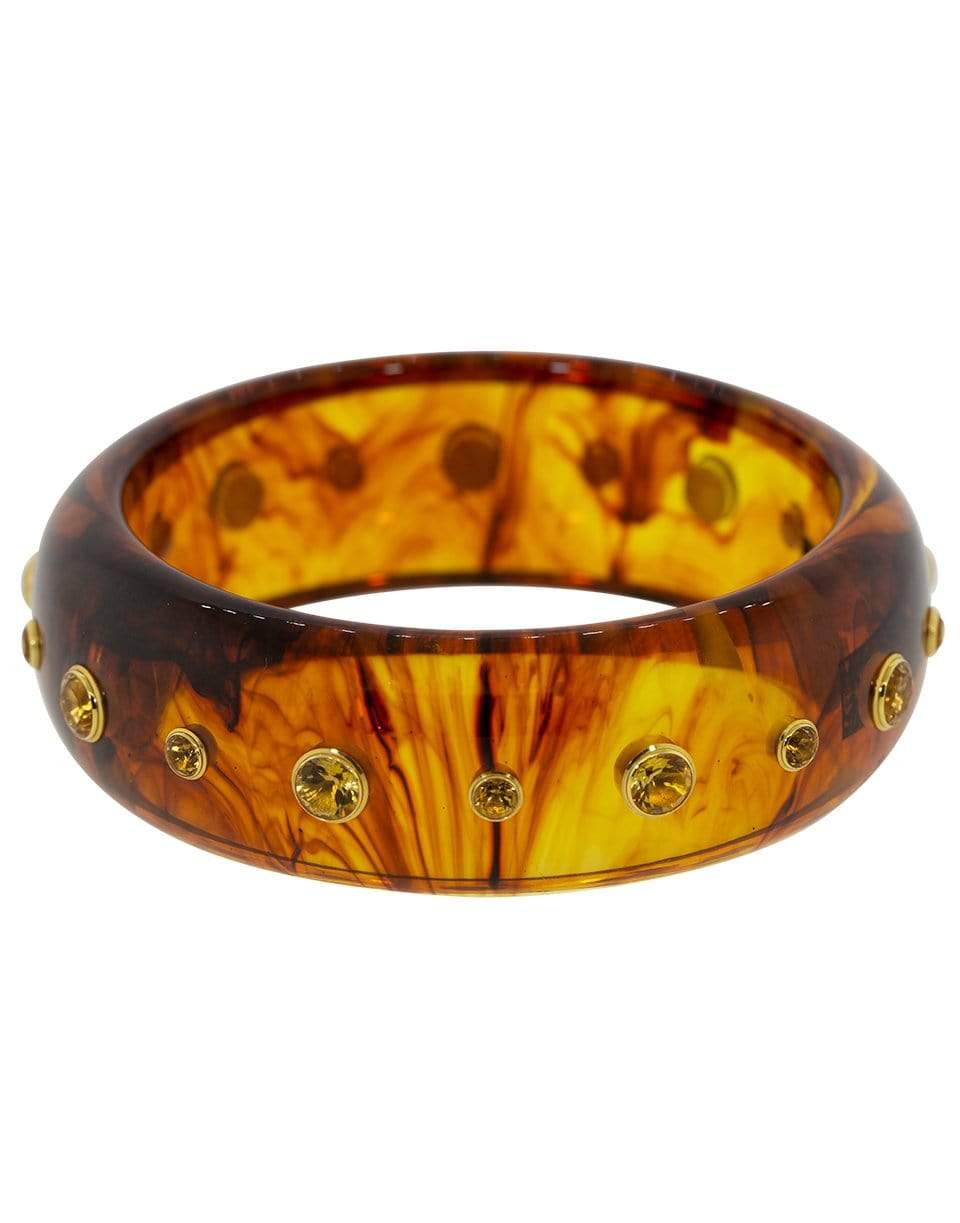 MARK DAVIS-Citrine Tortoise Bakelite Bangle-YELLOW GOLD