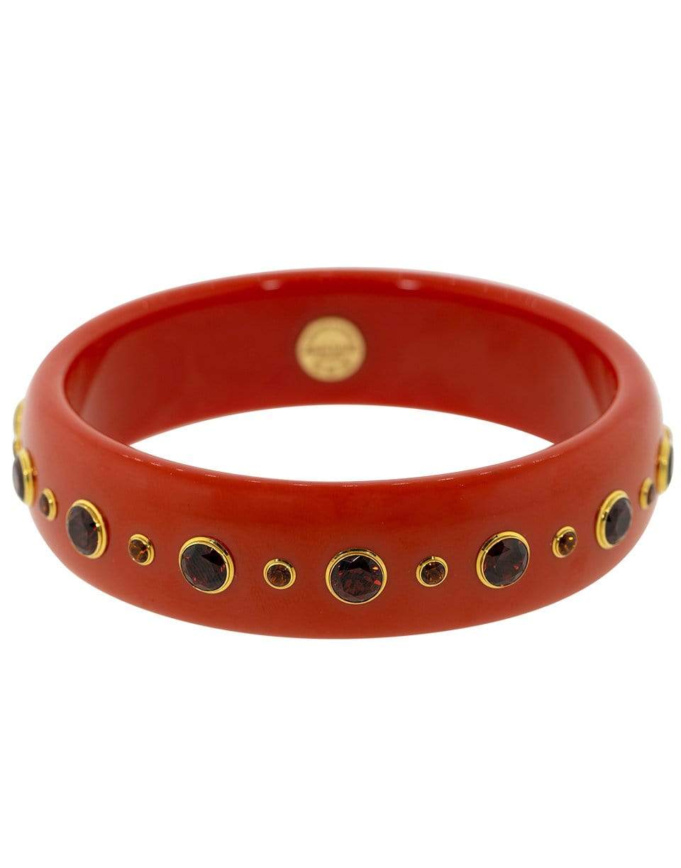 MARK DAVIS-Garnet and Citrine Red Bakelite Bangle-YELLOW GOLD