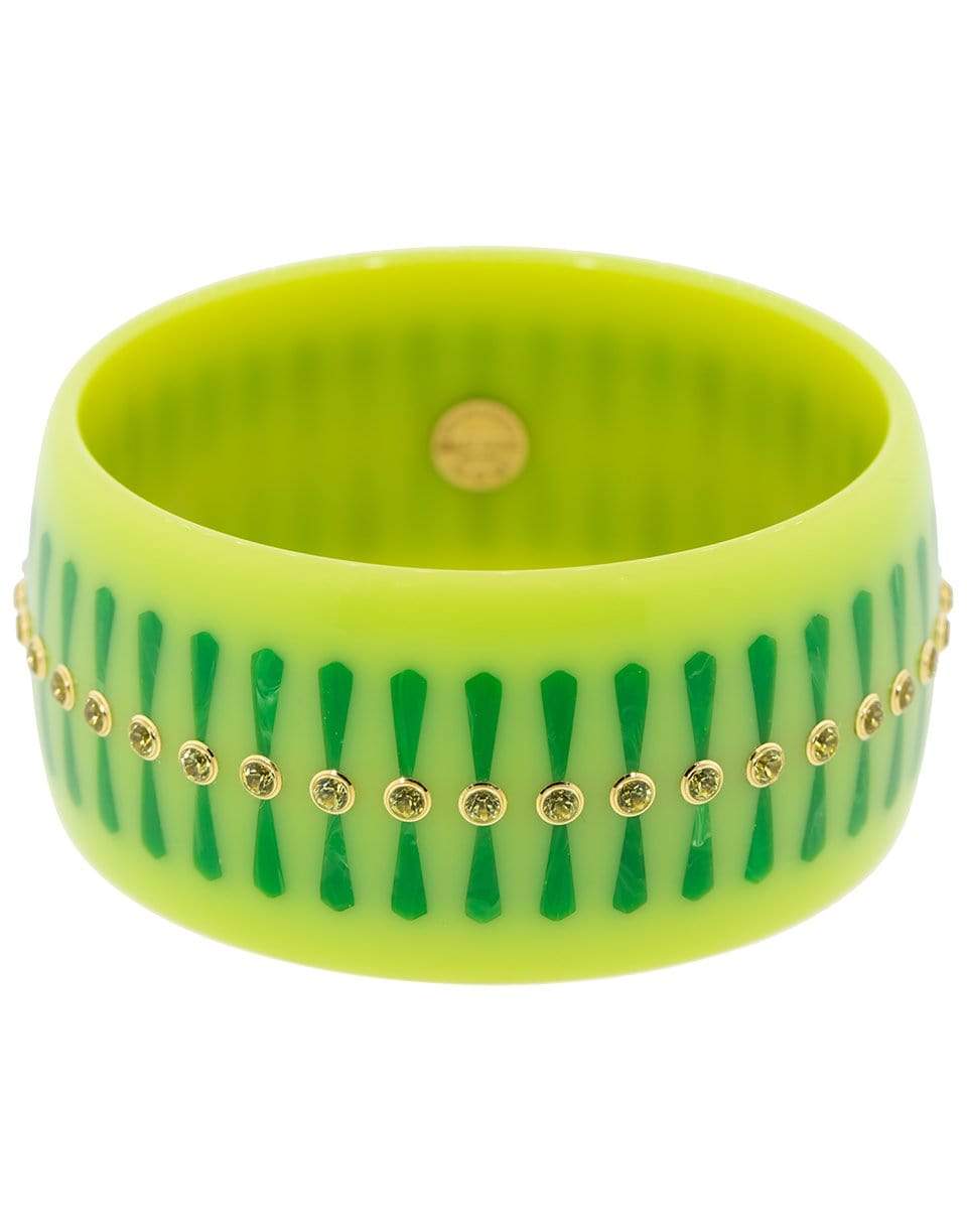 MARK DAVIS-Green and Peridot Bakelite Bangle-YELLOW GOLD