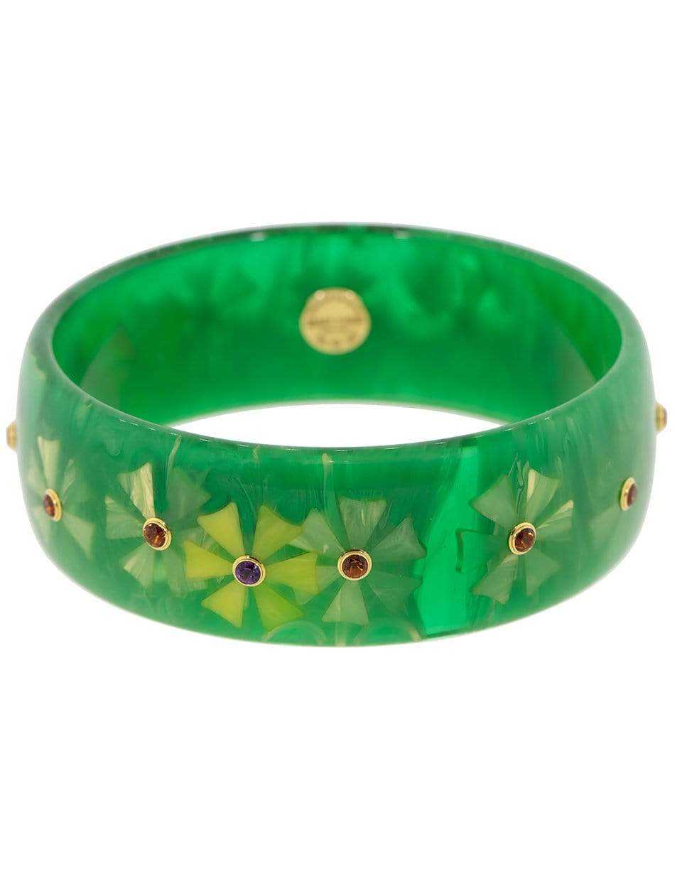 MARK DAVIS-Green Flower Bangle-YELLOW GOLD