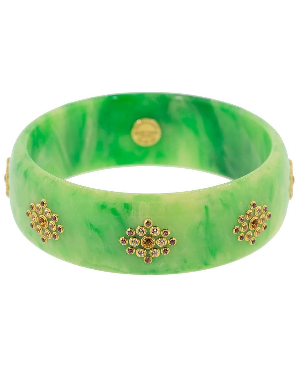 MARK DAVIS-Green Gemstone Bakelite Bakelite Bangle-YELLOW GOLD