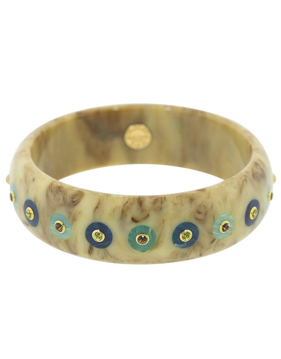 MARK DAVIS-Peridot Brown and Blue Bakelite Bangle-YELLOW GOLD