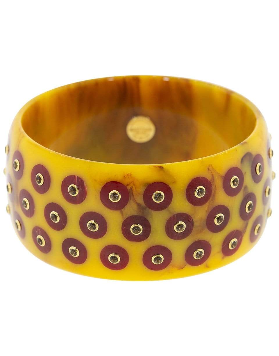 MARK DAVIS-Smoky Quartz Yellow and Burgundy Bakelite Bangle-YELLOW GOLD