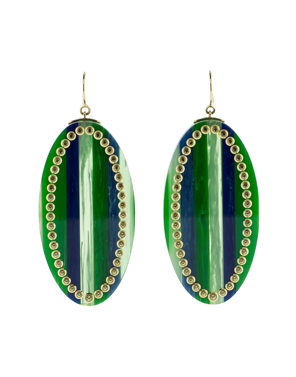 MARK DAVIS-Green And Blue Bakelite Earrings-YELLOW GOLD