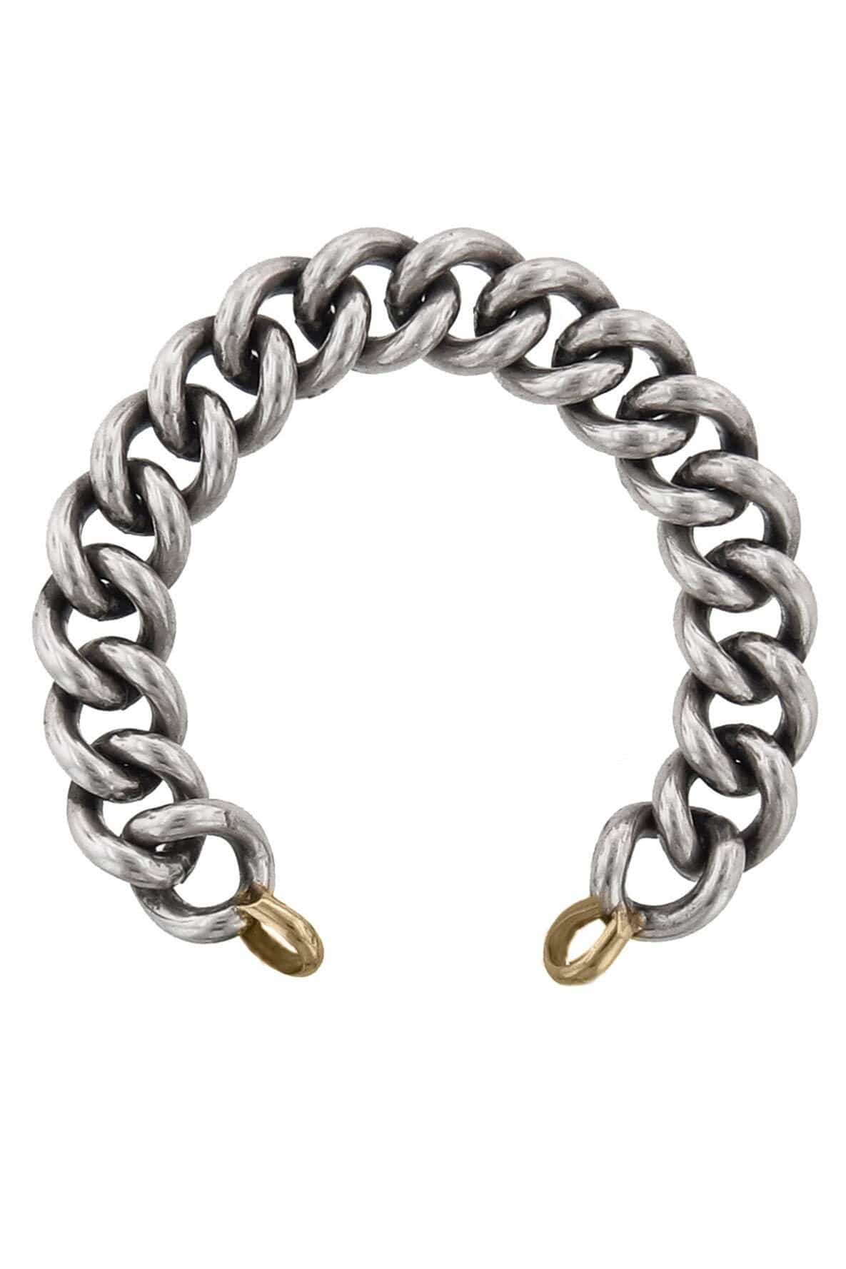 MARLA AARON-Silver and Yellow Gold Mega Curb Chain Bracelet-SILVER