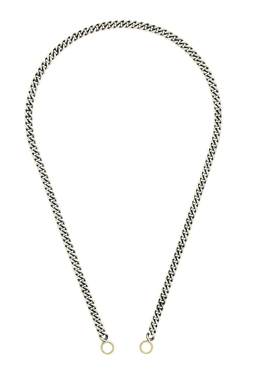 MARLA AARON-Heavy Curb Chain with Yellow Gold Loops-SILVER