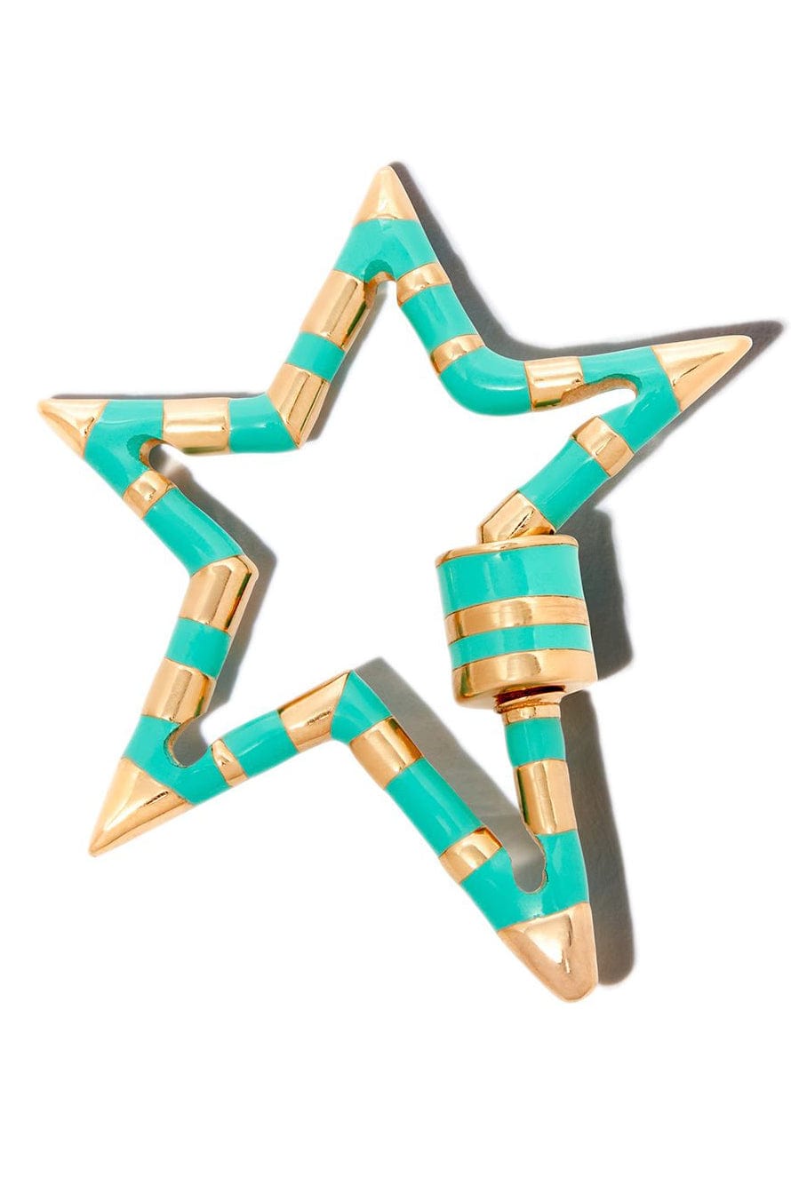 MARLA AARON-Turquoise Enamel Striped Starlock-YELLOW GOLD