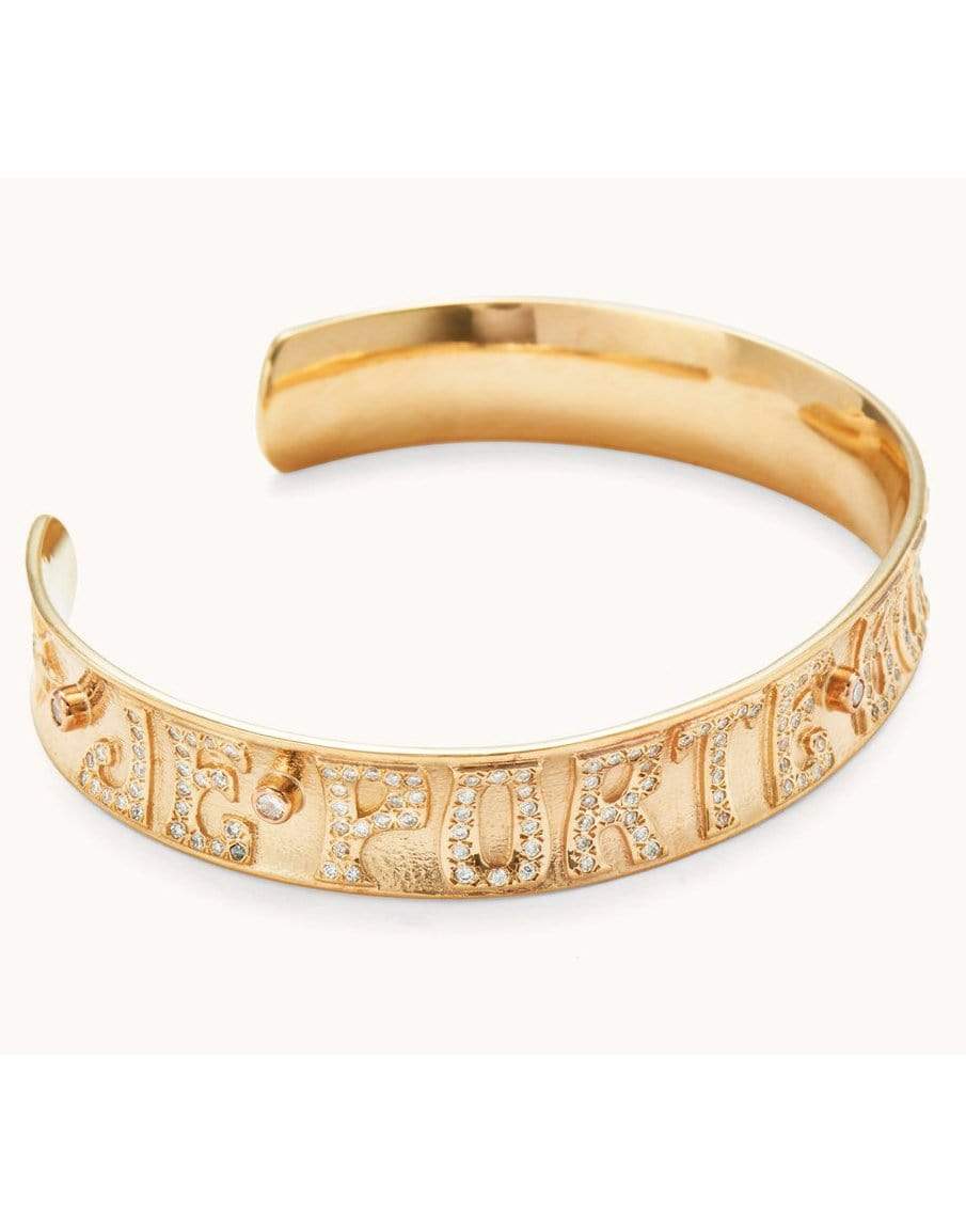 MARLO LAZ-Je Porte Bonheur Diamond Cuff-YELLOW GOLD