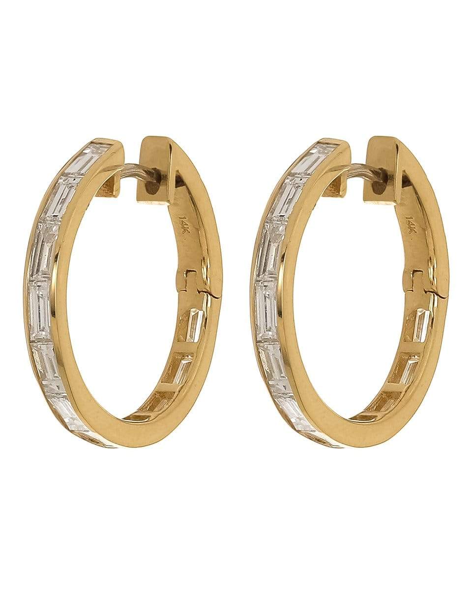 MARLO LAZ-Diamond Baguette Hoop Earrings-YELLOW GOLD