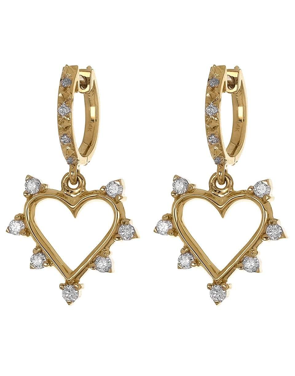 MARLO LAZ-Mini Diamond Spiked Heart Coin Earrings-YELLOW GOLD