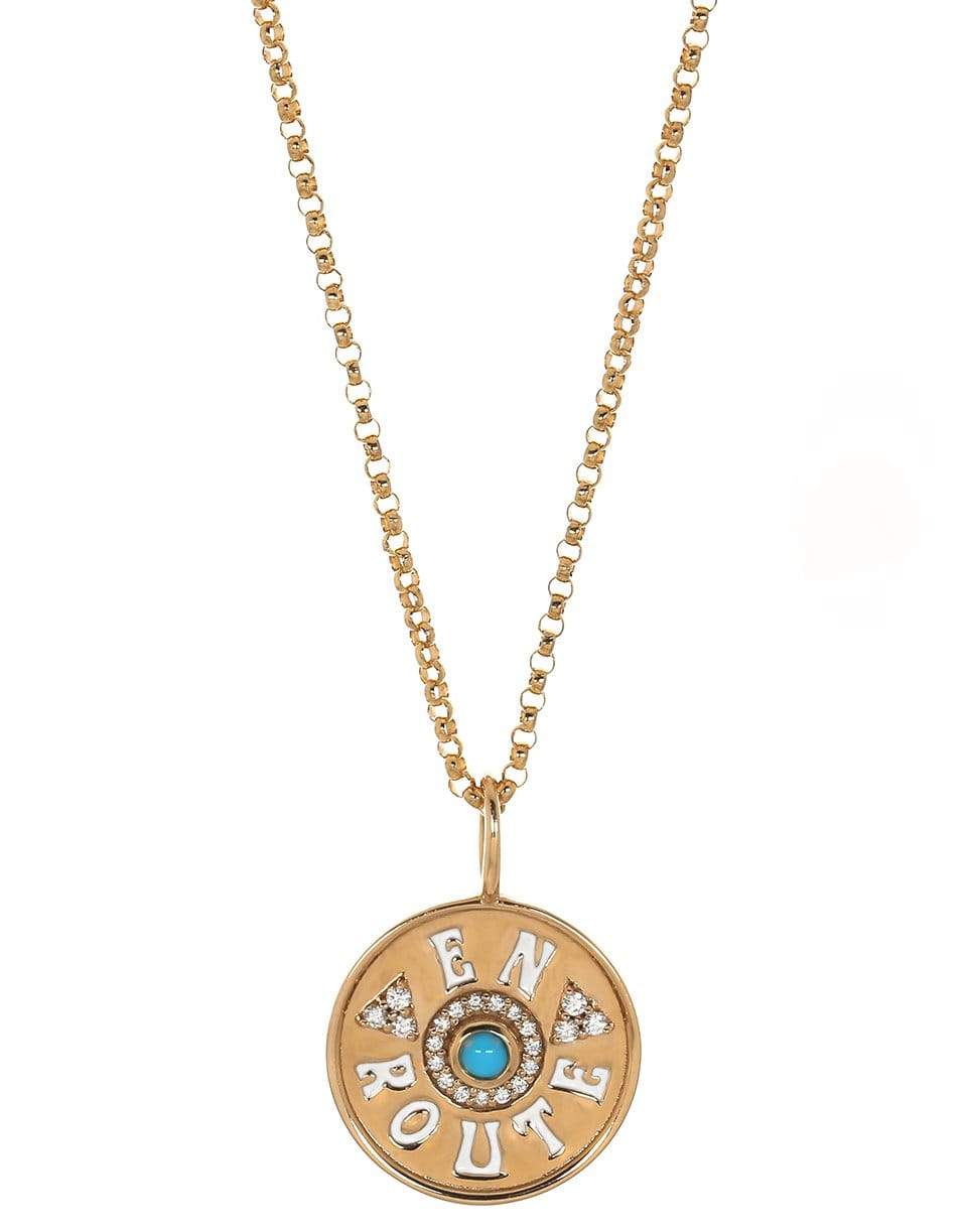 MARLO LAZ-Mini En Route Turquoise and Diamond Necklace-YELLOW GOLD