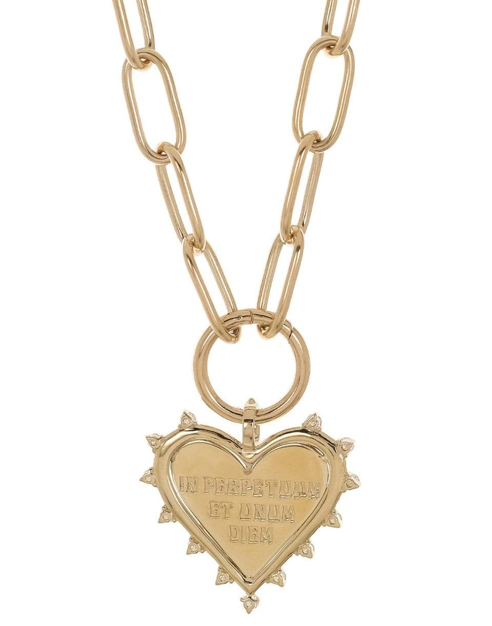 MARLO LAZ-Spiked Heart Sardinia Clip Chain Necklace-YELLOW GOLD