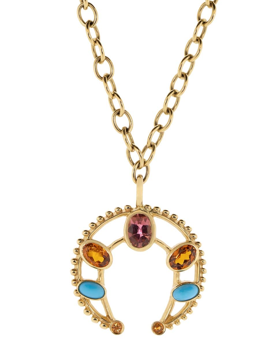MARLO LAZ-Squash Blossom Pendant Necklace-YELLOW GOLD