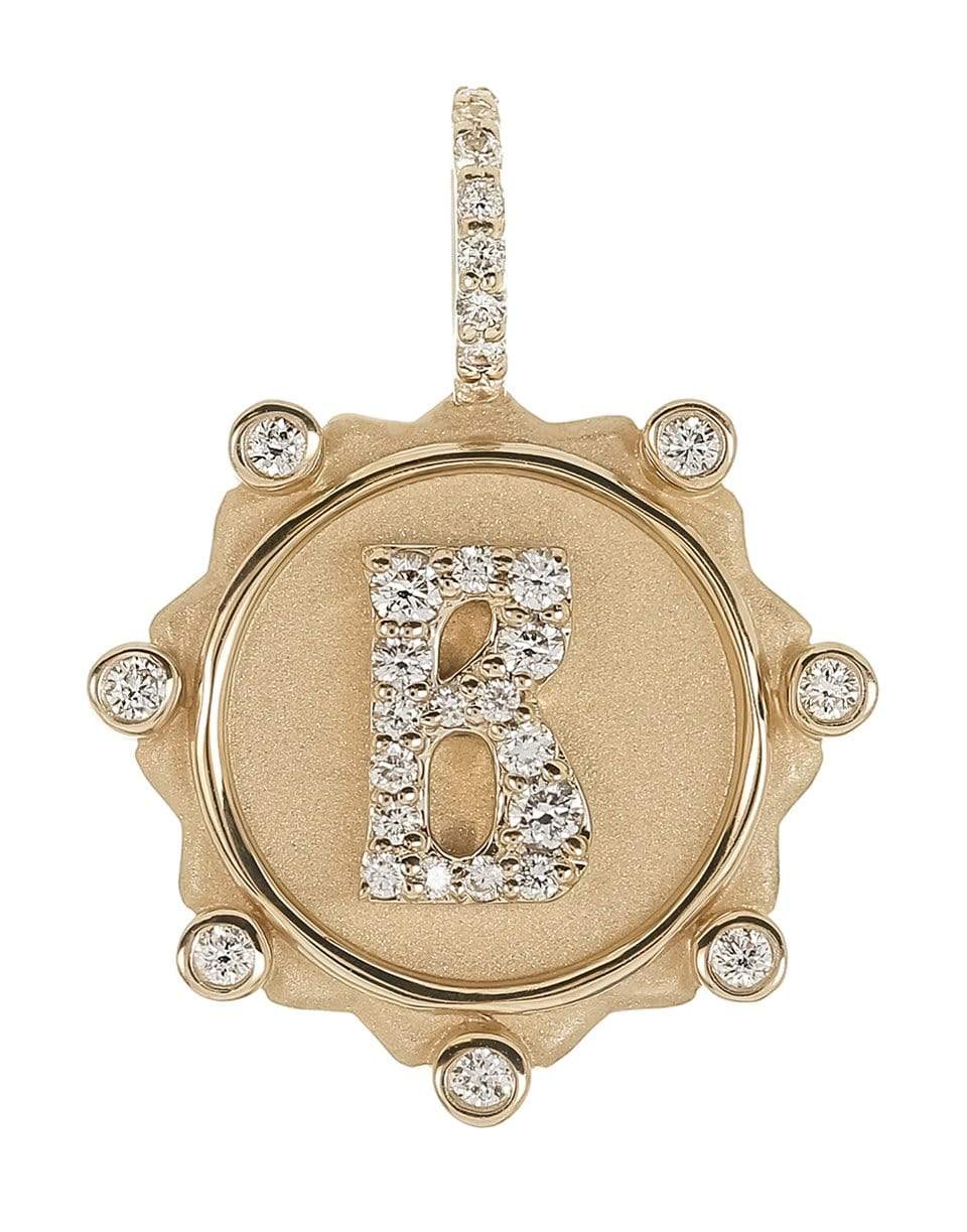 MARLO LAZ-B Pave Initial Coin Charm-YELLOW GOLD